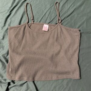 Women's Ribbed Tank Top - Olive Green